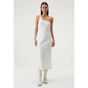 Third Form Paisley Bias One Shoulder Midi Dress Size 4 White Bridal Jacquard